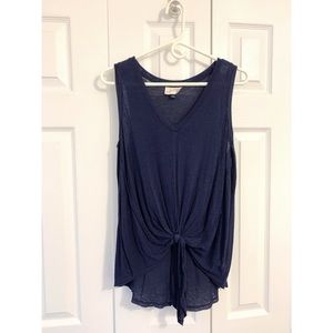 Tie Front Navy Tank Top